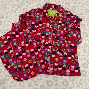 Victoria’s Secret Flannel Pajama Set Size Small Red with Hearts & Flowers